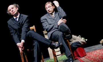 Marcello Magni and Simon McBurney in the 2005 revival of A Minute Too Late, which was first performed in 1985.