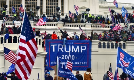 A pro-Trump mob breaches the Capitol on 6 January, days before Trump was banned from Twitter.
