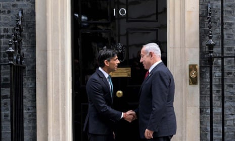 Benjamin Netanyahu and Rishi Sunak at Downing Street