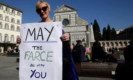 A protester in Florence.