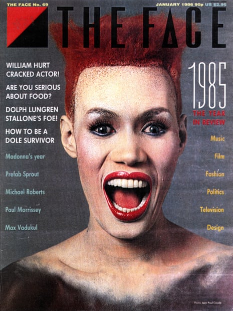 Grace Jones on the cover of the January 1986 issue.