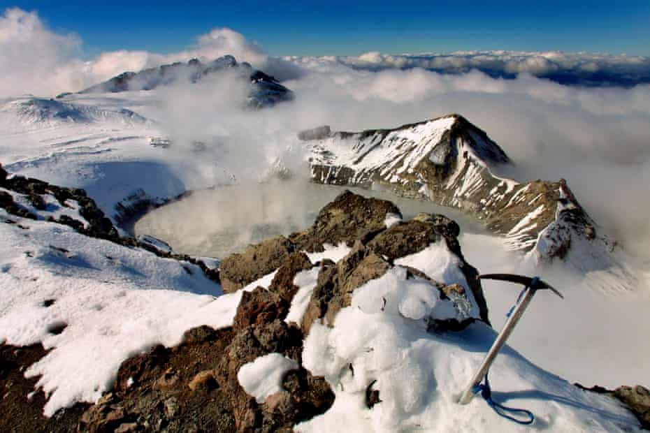 The summit and crater lake of Mount Ruapehu: climbers have been warned to stay out of the summit hazard zone.
