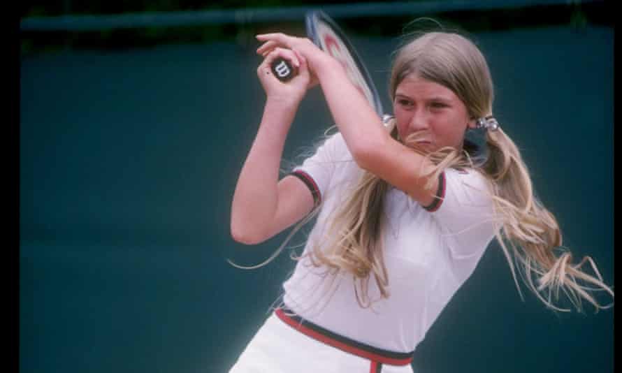 Andrea Jaeger in action at Wimbledon at the age of 14
