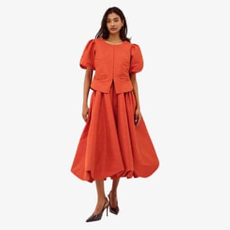 Monsoon Mila fit and flare midi dress in orange.
