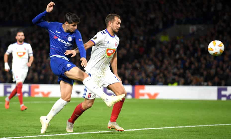 Chelsea’s Spanish striker Álvaro Morata scores the winner, making amends for an earlier fluffed effort that drew exasperated jeers from the crowd at Stamford Bridge.