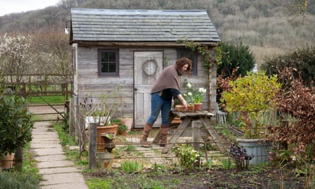 Grace Alexander in front of her shed in Corfe, Somerset