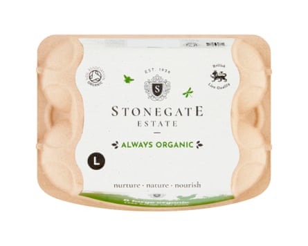 A box of 6 large Stonegate Estate Organic Eggs