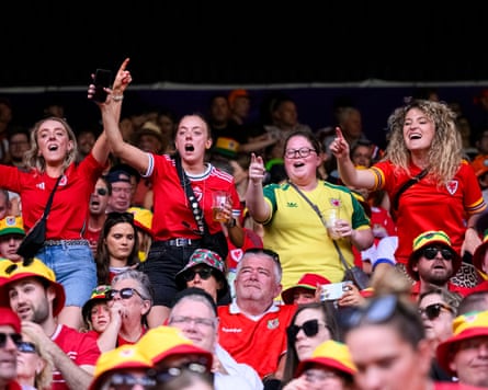 Wales supporters having fun during the UEFA Womens EURO 2025 Group D match between Wales and Netherlands at Luzern Arena on July 5, 2025 in Lucerne, Switzerland. (Photo by Marcio Machado/Eurasia Sport Images/Getty Images)