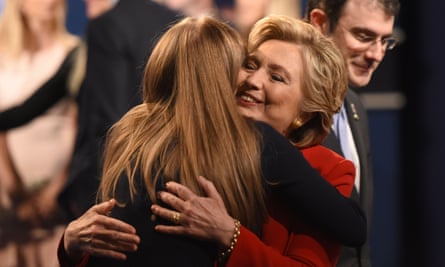 Hillary Clinton hugs her daughter Chelsea Clinton after the first presidential debate.