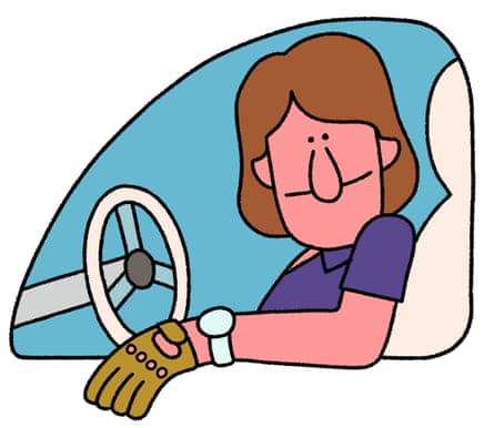 Illustration of a female car driver