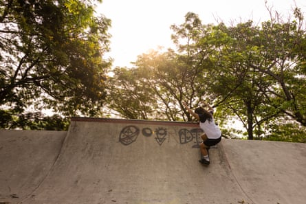 Antima Bisht skateboarding