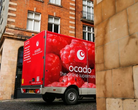 An Ocado delivery truck in the Maida Vale district of London.