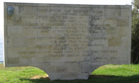 The reported words of Ataturk on a wall on the Gallipoli Peninsula in Turkey