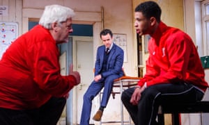 Peter Wight, Daniel Mays and Calvin Demba in The Red Lion by Patrick Marber at Dorfman, National Theatre