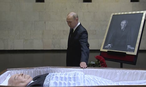 Russian President Vladimir Putin was pictured paying his last respects near the coffin of former Soviet President Mikhail Gorbachev at the Central Clinical Hospital in Moscow.
