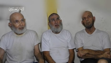Hamas released a video of three elderly male Israeli hostages. One man speaking in the video identifies himself as 79-year-old Chaim Peri, who was abducted by Hamas from his kibbutz Nir Oz home on 7 October. The other two hostages are fellow Nir Oz residents Amiram Cooper, 84, and Yoram Metzger, 80.