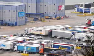 Foreign-registered trucks enter the Port of Dover.