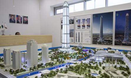 A model of the Grozny-City complex, including the Akhmat Tower.
