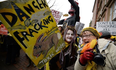 Protesters outside a Lancashire council meeting on fracking