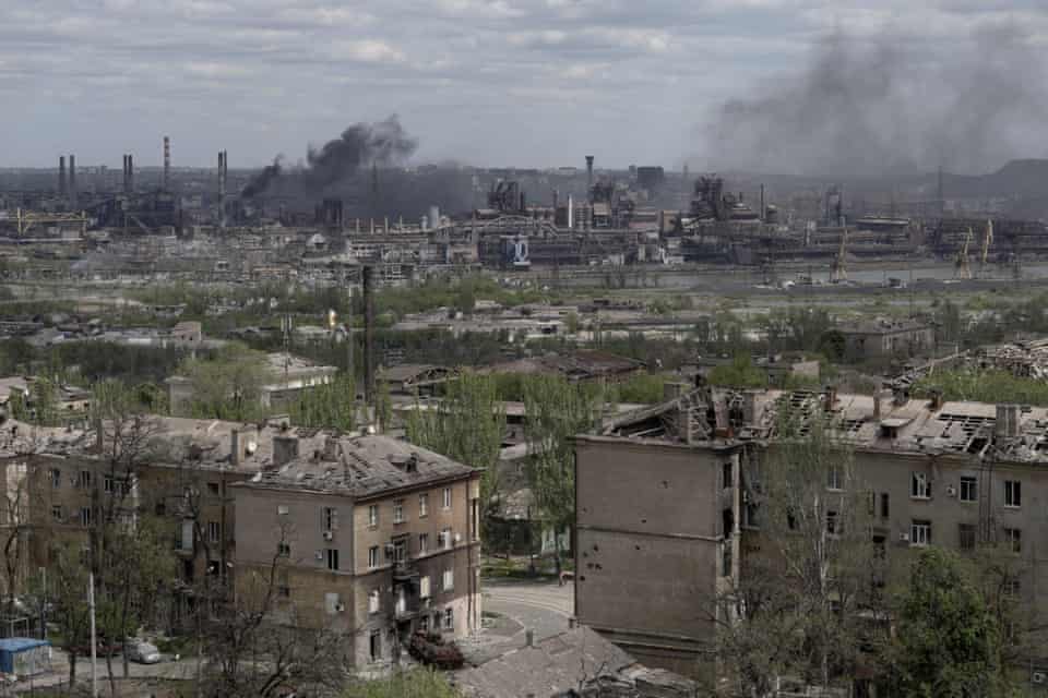 The city of Mariupol and the Azovstal steel plant on May 10