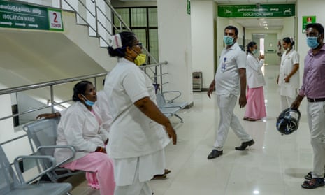 Medical staff in the fever critical ward at a hospital in Chennai.