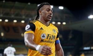 Adama Traoré during Wolves' defeat to Manchester City