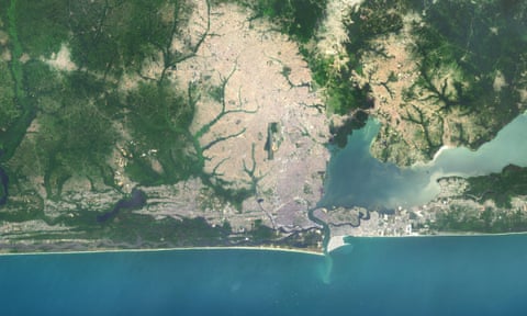Satellite image of Lagos, Nigeria. 