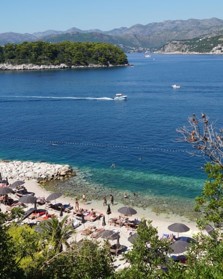 Sunbathing on the Lapad rocks with a view of the Elafiti islands.