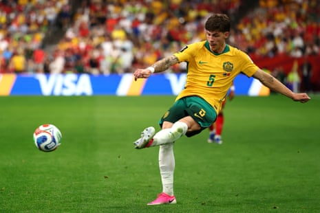 Jordan Bos of Australia in action during the Group D match between Australia and Türkiye
