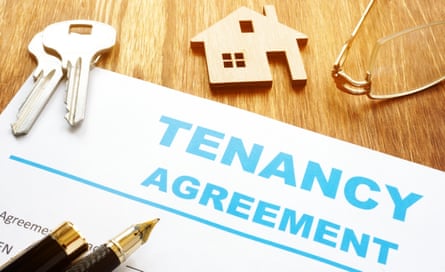 Tenancy agreement for rental lease, and keys.