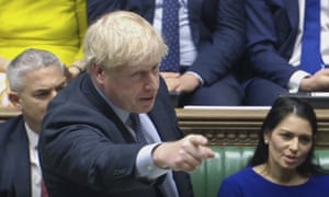 Boris Johnson speaks during the Brexit deal debate inside the House of Commons on Saturday