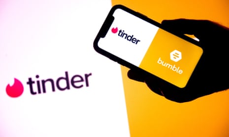 The logos of the dating apps Tinder and Bumble.