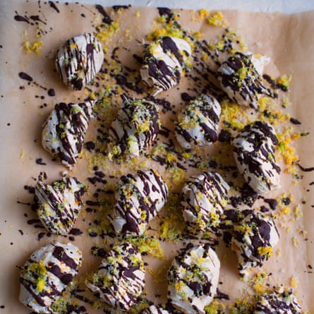 Crunch time: citrus meringues with chocolate.