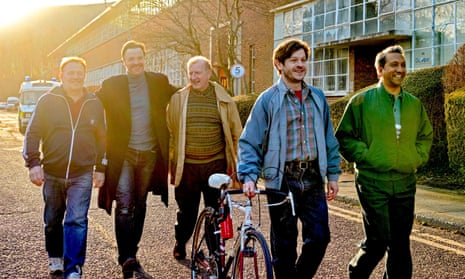Short, sweet and altogether lovely … Mark Lewis Jones, Paul Rhys, Steffan Rhodri, Iwan Rheon and Phaldut Sharma in Men Up.