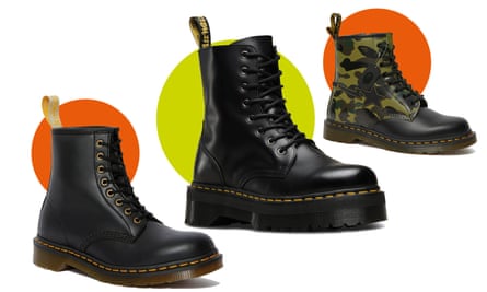 (L-r) Dr Martens Vegan 1460 boot; the chunky-soled Jadon; and Bape’s camo-print boot.