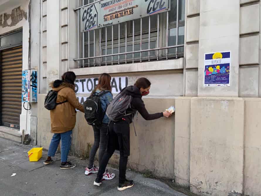 Camille, Natasha and Cindy posted posters in Paris calling for an end to the killing of women
