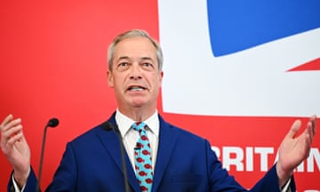 Nigel Farage delivers a speech at Church House in Westminster, London on 10 June 2024.
