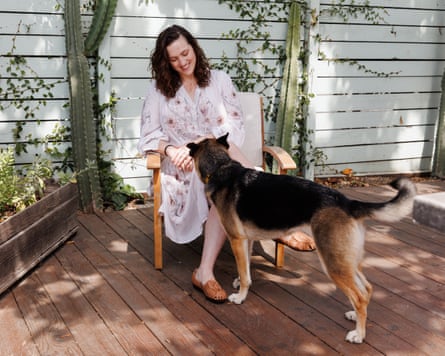 Johnston with her dog.