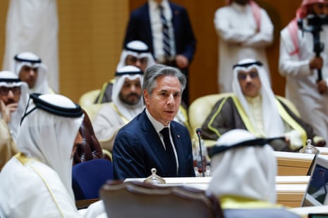 US secretary of state Antony Blinken attends a joint ministerial meeting with his Saudi counterparts in Riyadh, Saudi Arabia, on Monday.