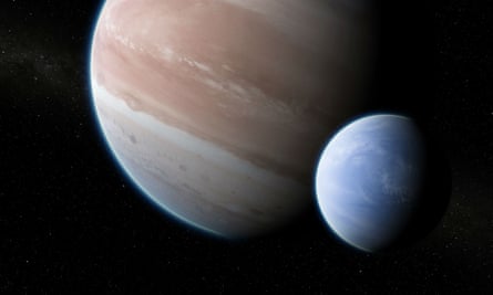 Artist’s impression of the exoplanet Kepler-1625b with its suspected moon.