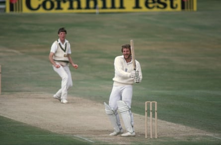 Ian Botham hooks Australia’s Geoff Lawson for four during the third Ashes Test at Headingley in 1981.