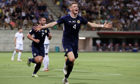 Scott McTominay celebrates after scoring against Cyprus in Scotland's Euro 2024 Group A qualifier.