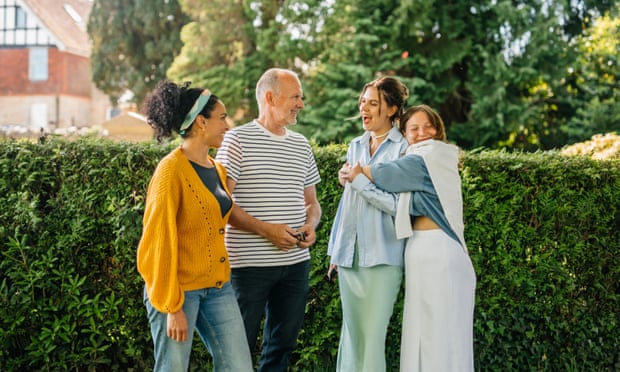 Reem and Andy Acason with Anastasiia Tyshchenko and Olha Harbuz, whom they are hosting at their home in Crowborough