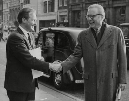 A spy, and something of a wag … Miles Copeland Jr (right) in 1970 with Winston S. Churchill MP.
