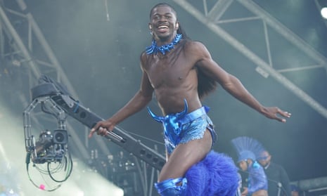 Lil Nas X performing on the Pyramid stage at Glastonbury festival.