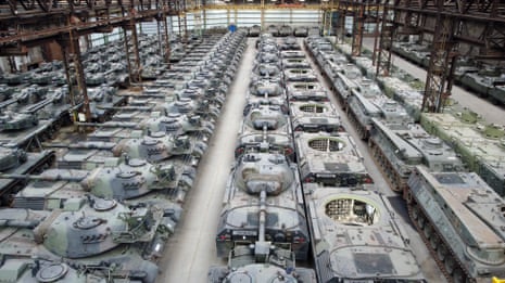 German-made Leopard 1 tanks, as seen at a warehouse in Tournai, Belgium.