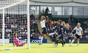 England debutant Lucy Bronze (right) puts the ball into the net late in the game during the friendly against Japan at the Pirelli Stadium, Burton, but it was disallowed as Jess Clarke (centre) was ruled offside and interfering with play.