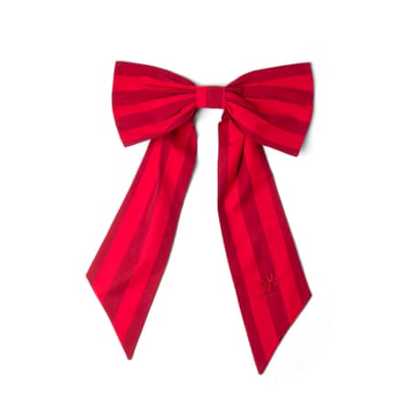 Damson Madder oversized bow clip in red / burg stripe