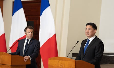 Emmanuel Macron and Khurelsukh Ukhnaa