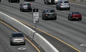 A car-pool lane in S an Rafael, California.